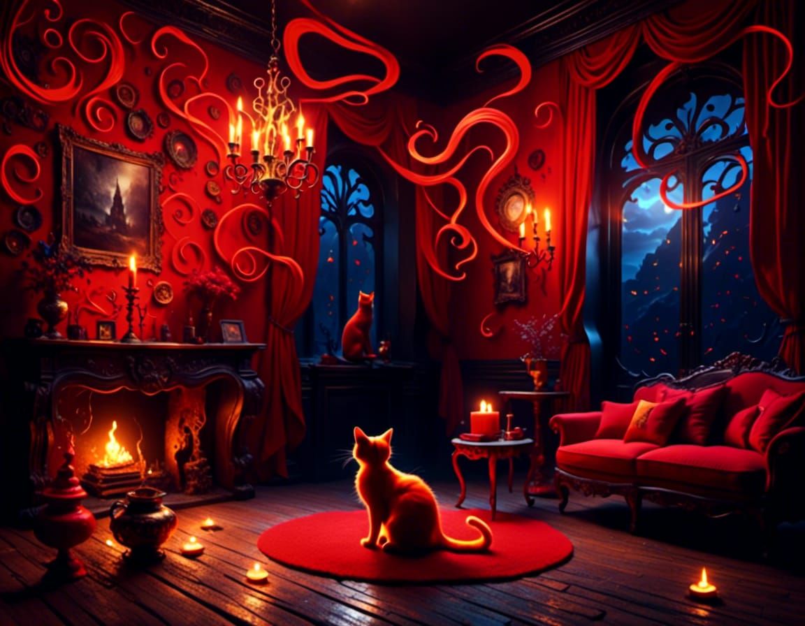 Cat in Red room