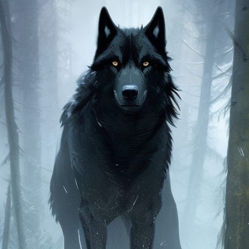 1.2 Black Wolf Spirit (B) - AI Generated Artwork - NightCafe Creator