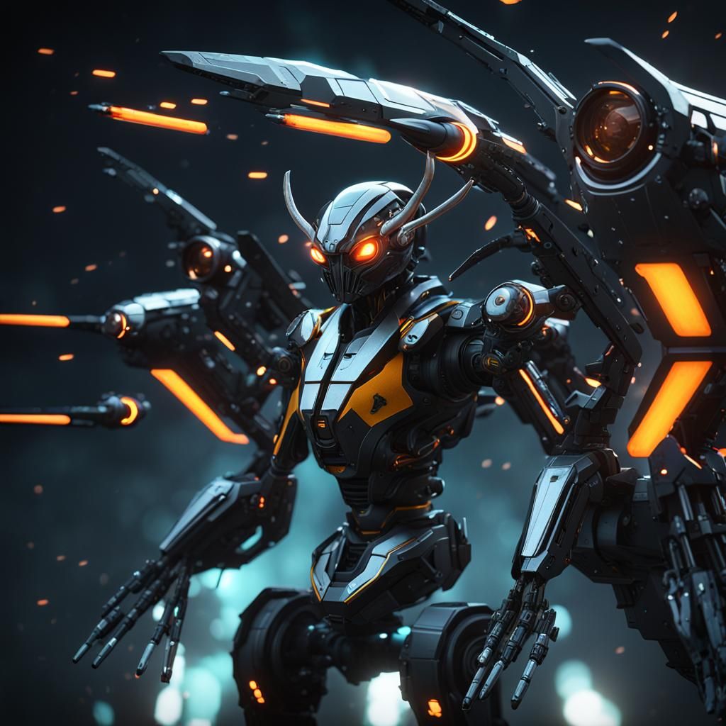 Wasp robotic insect, Front blasters bouble machine guns, Rob...