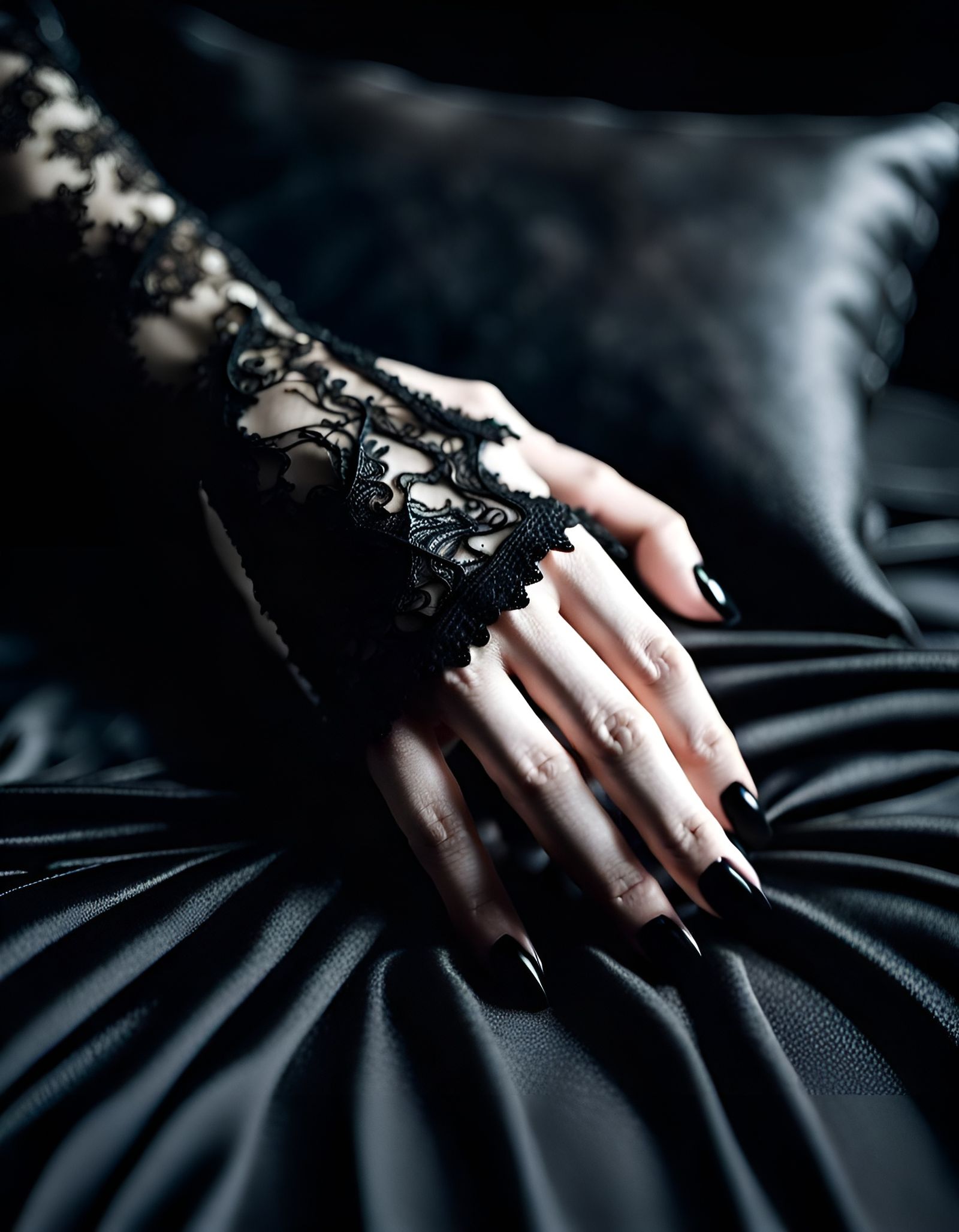 Disembodied female hand palm down raised finger tips, just the hand. A female version of Thing