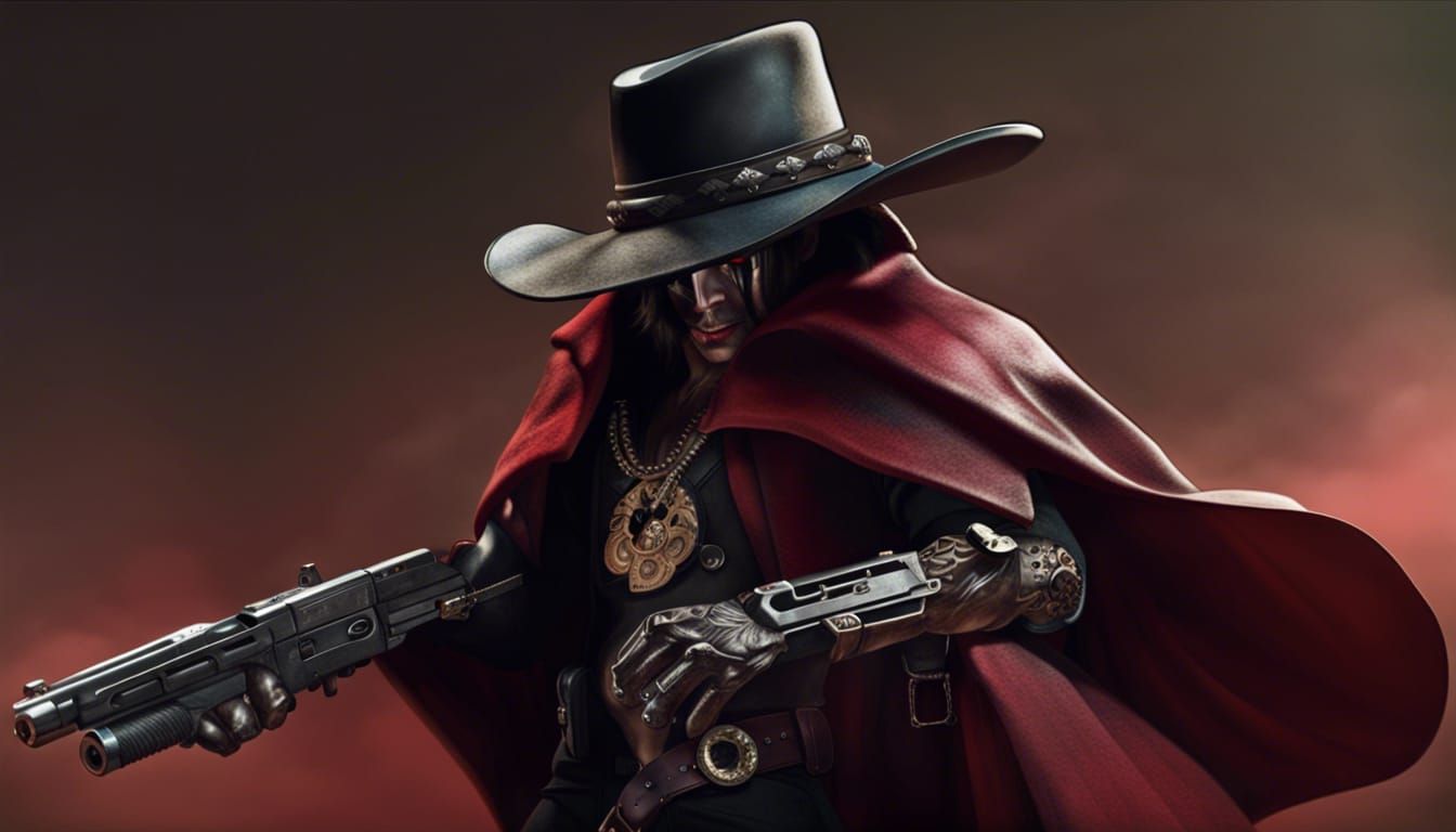 "The Crimson Cyborg Gun Slinger"