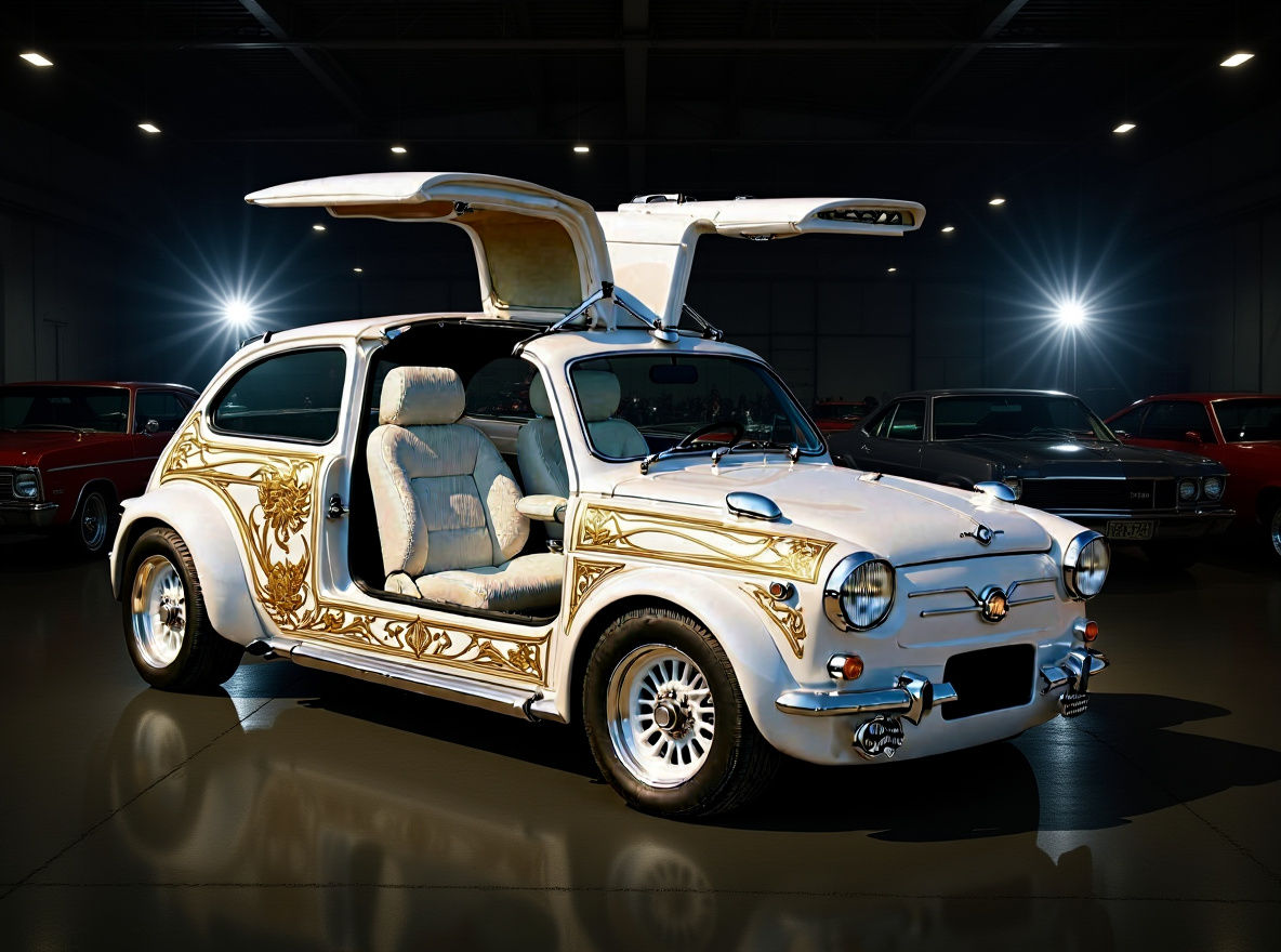 1973 Seat 600 D Special Gullwing White open doors