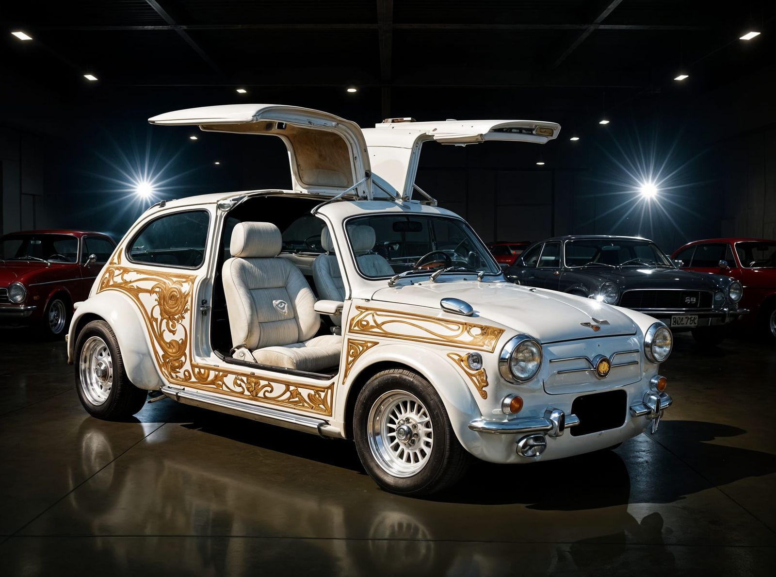 1973 Seat 600 D Special Gullwing White open doors