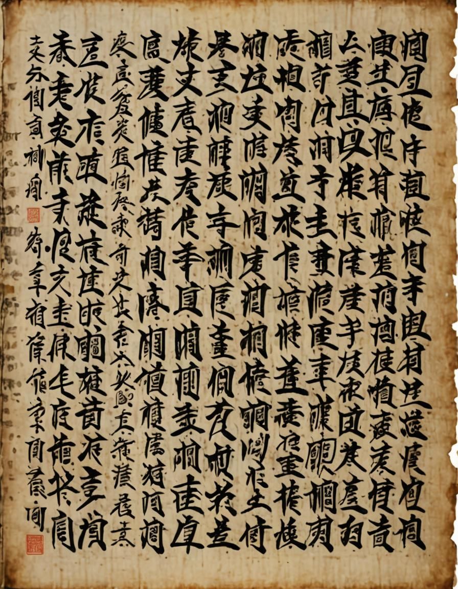 ancient oriental script writing, as in a book, filling the s...