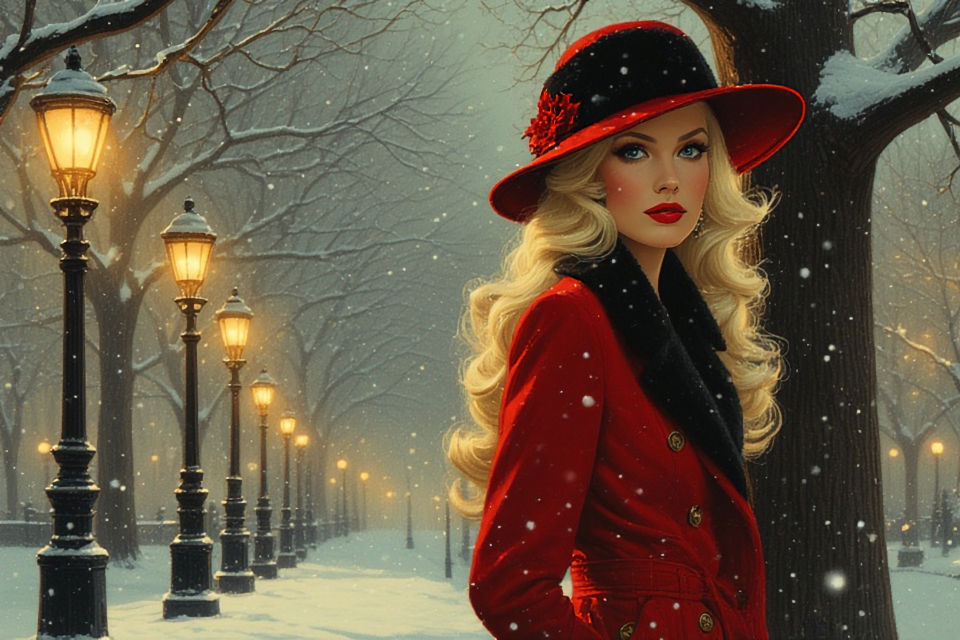 Lady In Red Winter Coat
