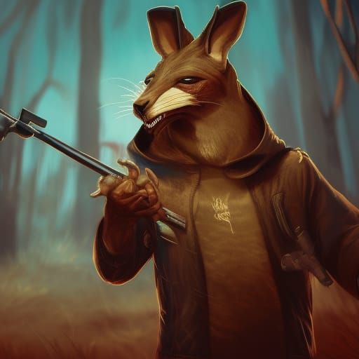 cool gangster kangaroo wearing a hoodie AI Generated Artwork NightCafe Creator