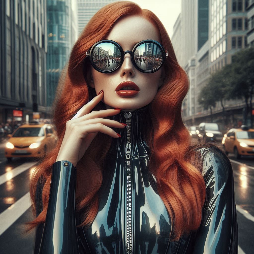 Reflecting a busy street