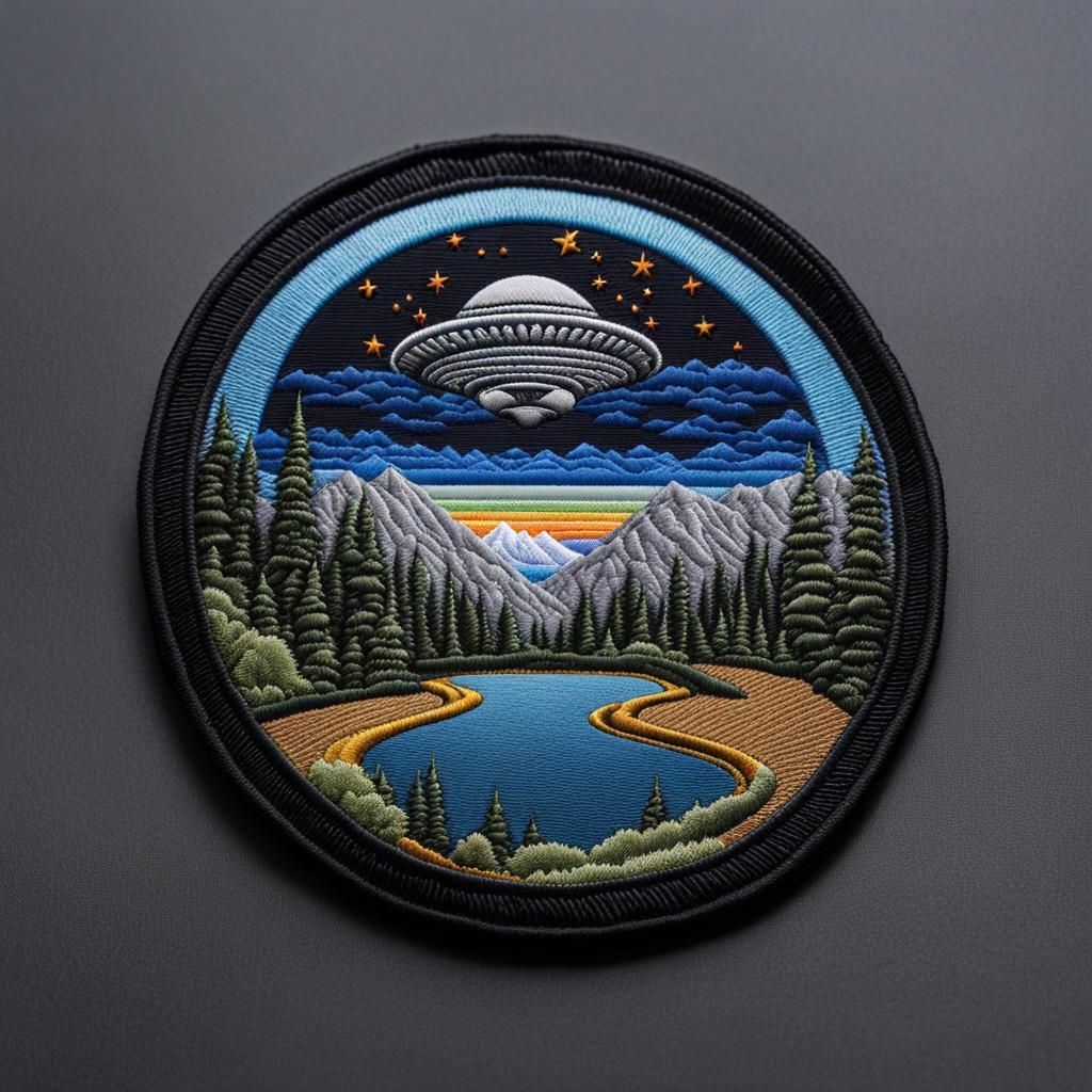 Embroidered circular patch AI Generated Artwork NightCafe Creator