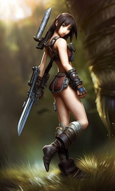 Tifa Lockheart in Fantasy Scenery, Yoshida Style