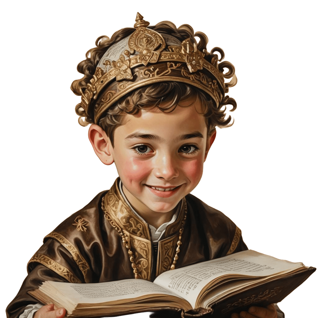 Young Boy Studying Torah in Traditional Dress