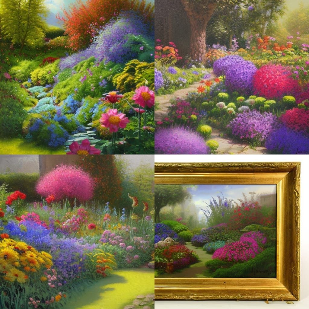 A fantasy garden with flowers oil painting by James Gurney