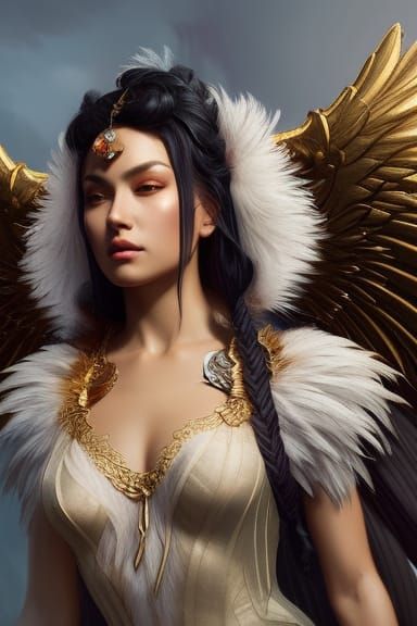A beautiful female fallen angel 8k resolution concept art po...