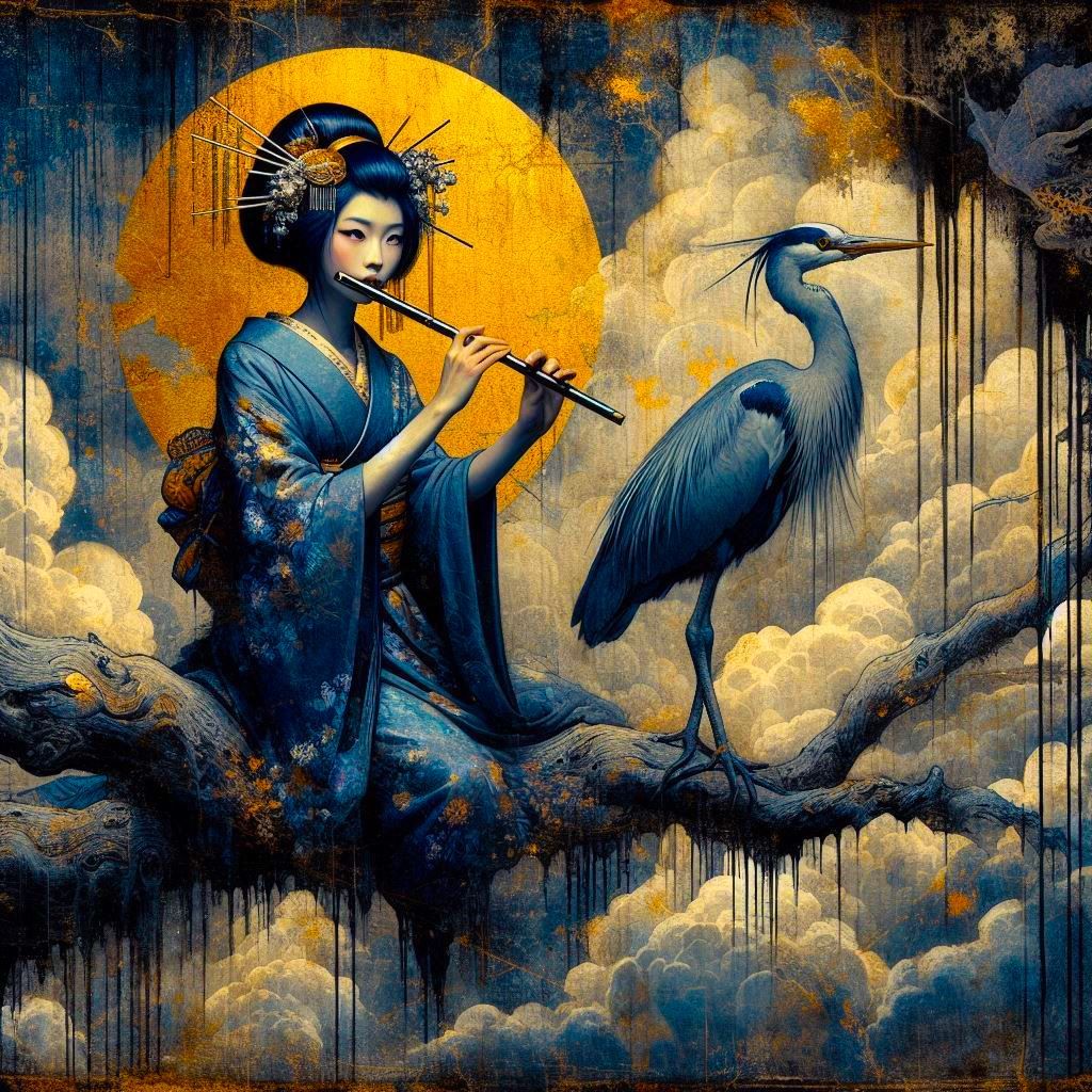 Playing for my friend the heron