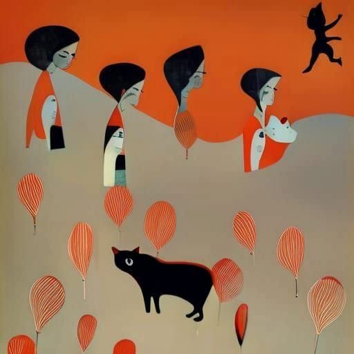 Cats Everywhere: A Cartoonish and Expressive Illustration