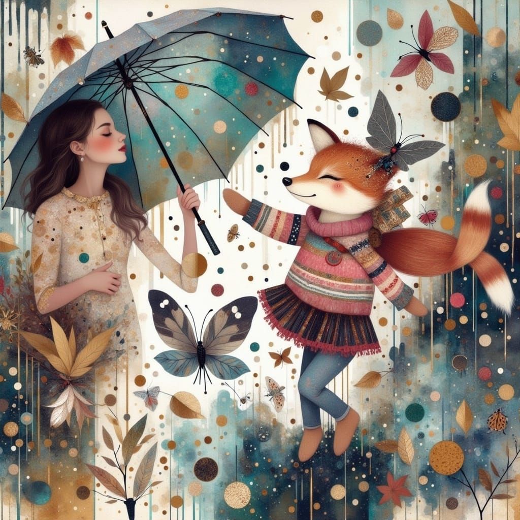 Surreal Rainy Cityscape in Vibrant Teal Hues