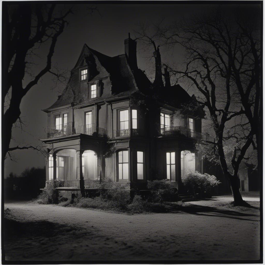 A house at night