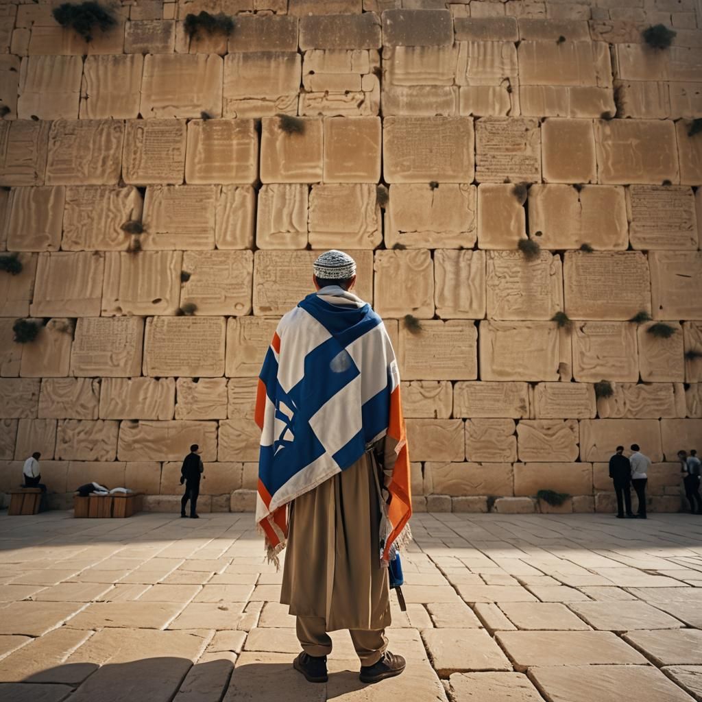 Israeli Flag at Western Wall: Matte Painting