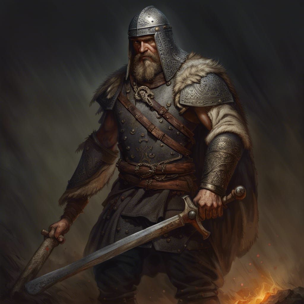 Slavic Hero from VIII century. Warrior wearing a little hammer-shaped ...