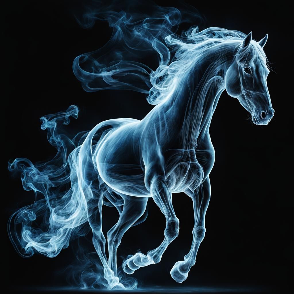Horse made of smoke  by @Lolof