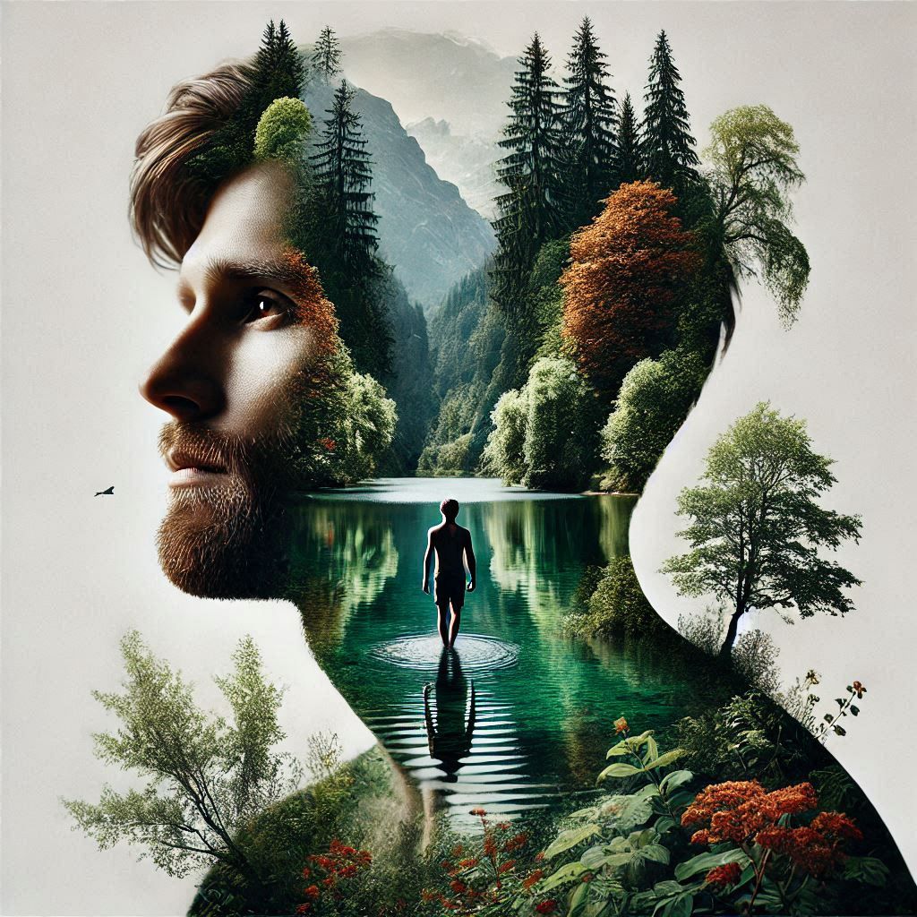 double exposure beautiful fantasy portrait landscape..