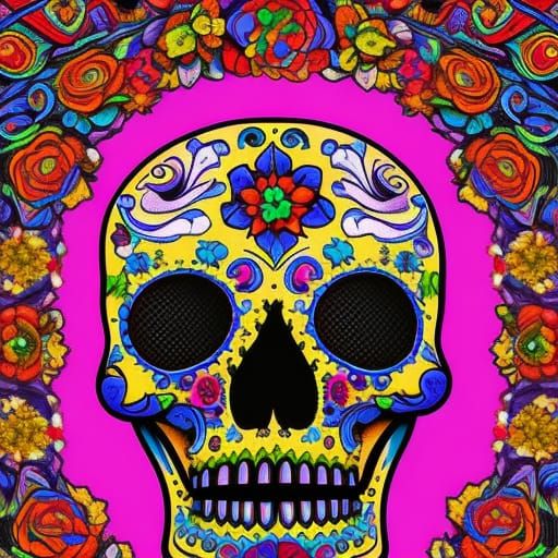 Psychedelic Sugarskull, Día de los Muertos - AI Generated Artwork ...