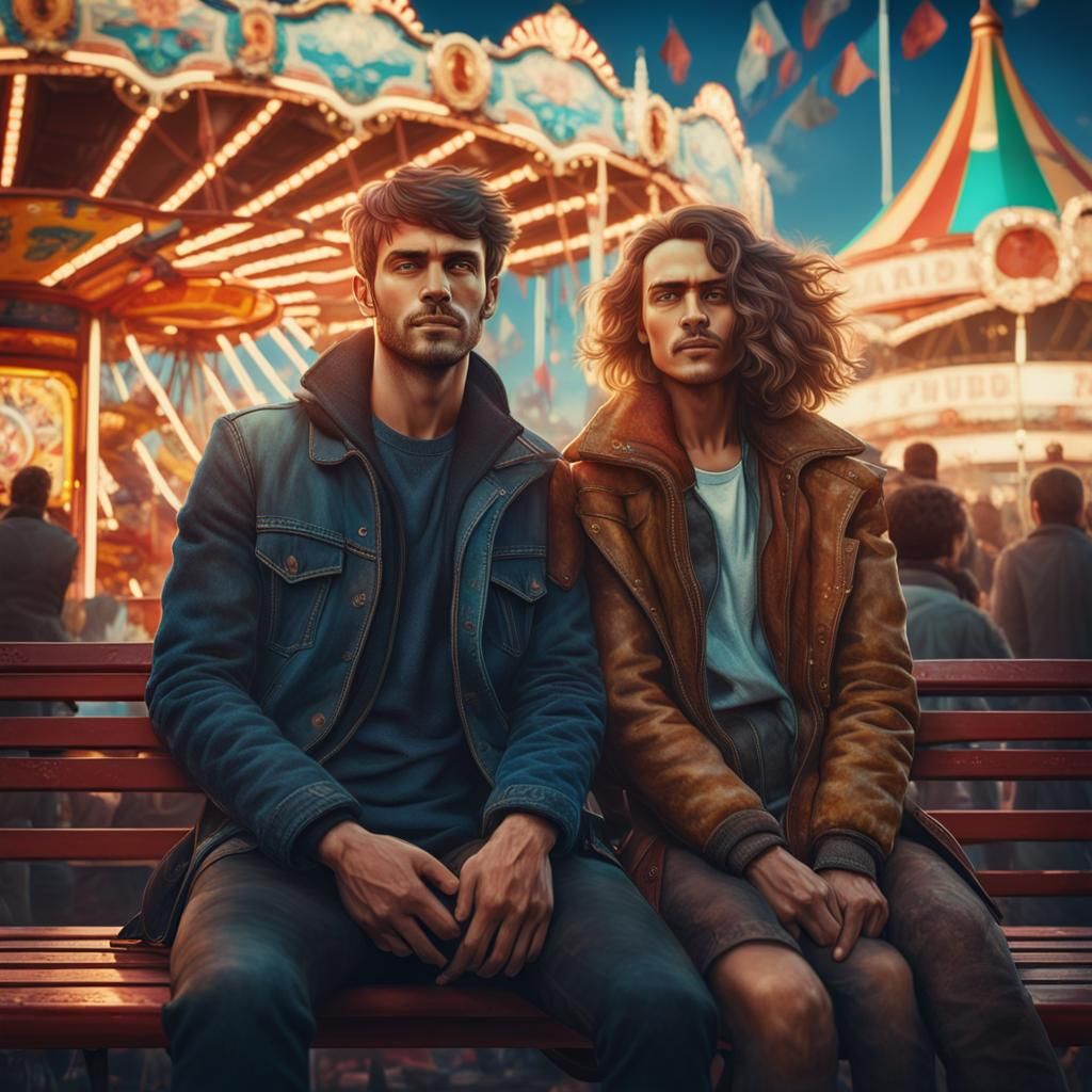 Polaroid image of couple at the fairground