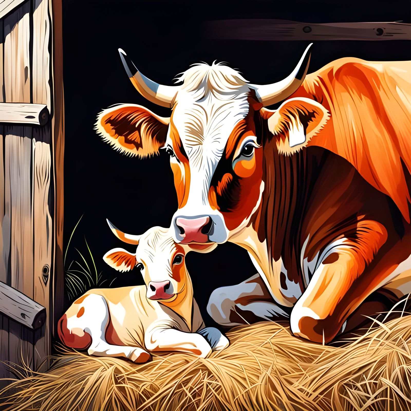a cow with a baby