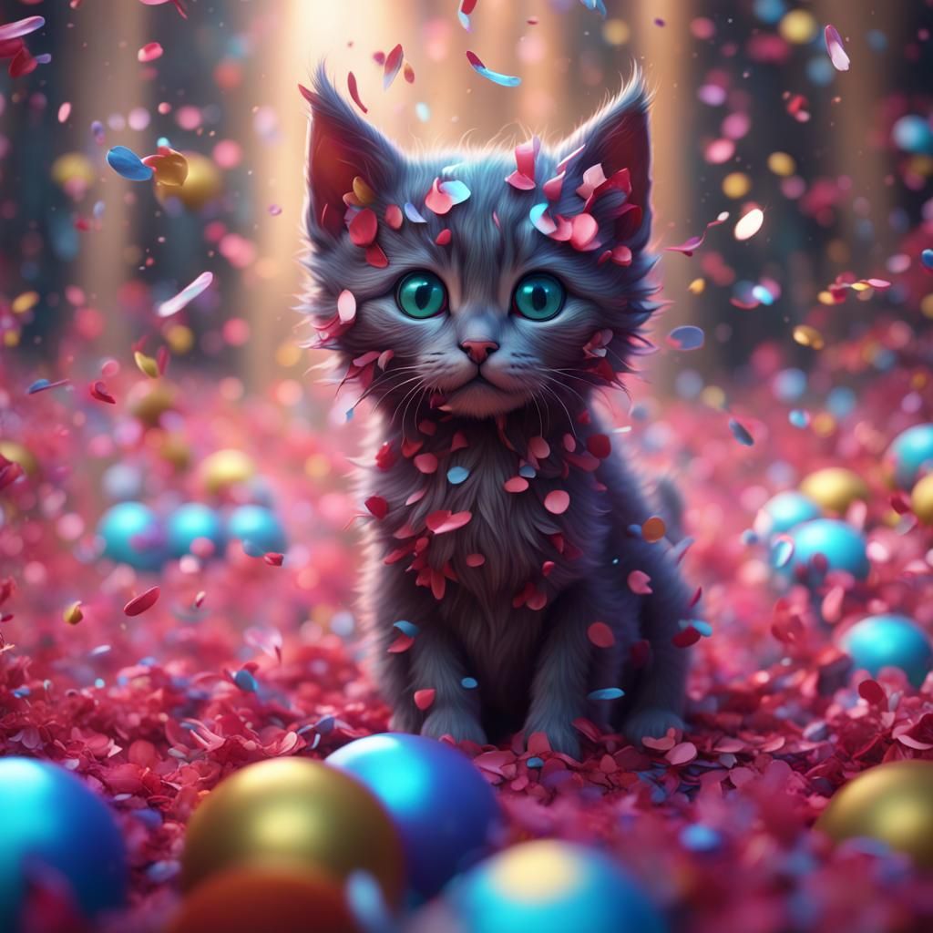 Confetti kitten AI Generated Artwork NightCafe Creator
