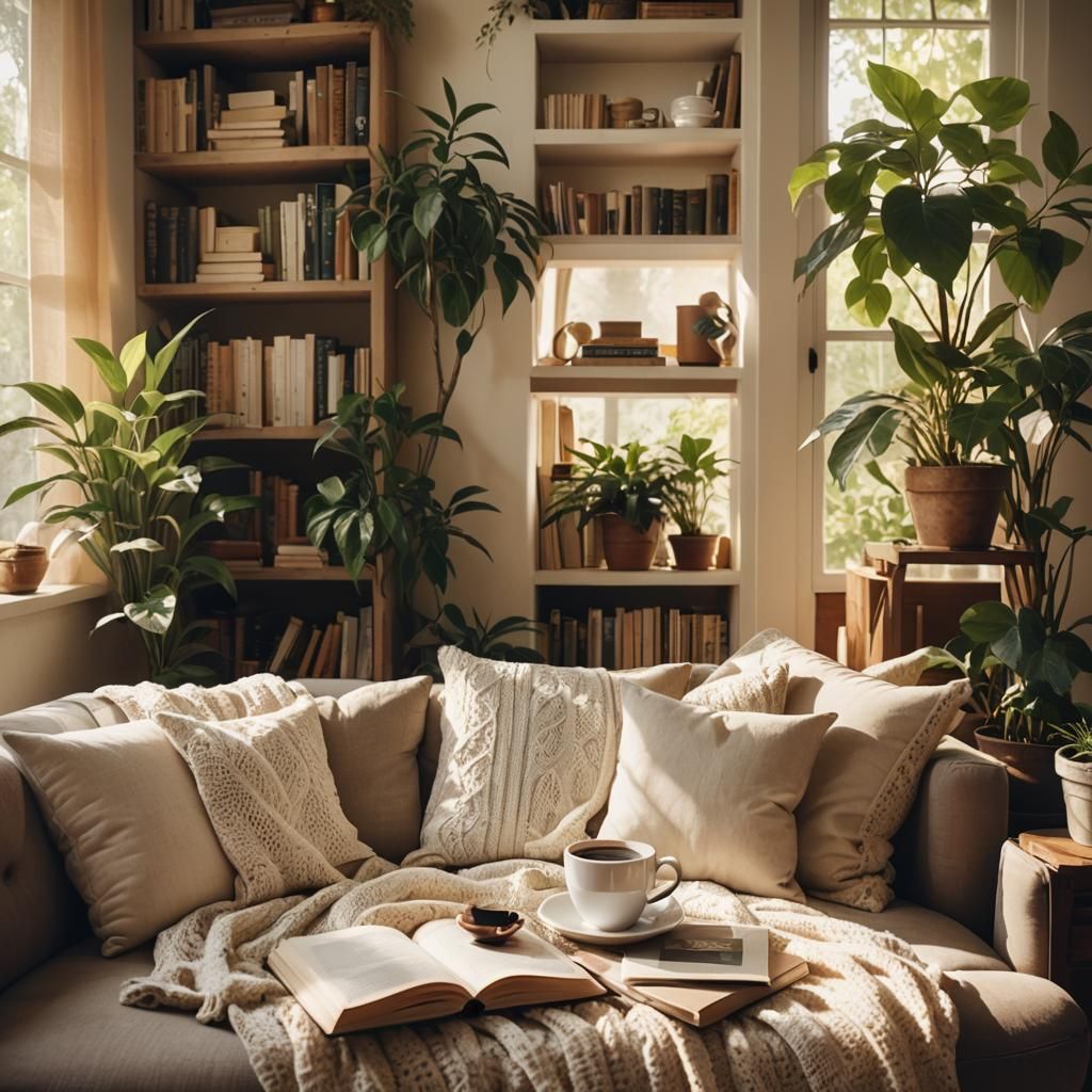 Cozy Nook in Sunlight, Wes Anderson-Inspired Film Still