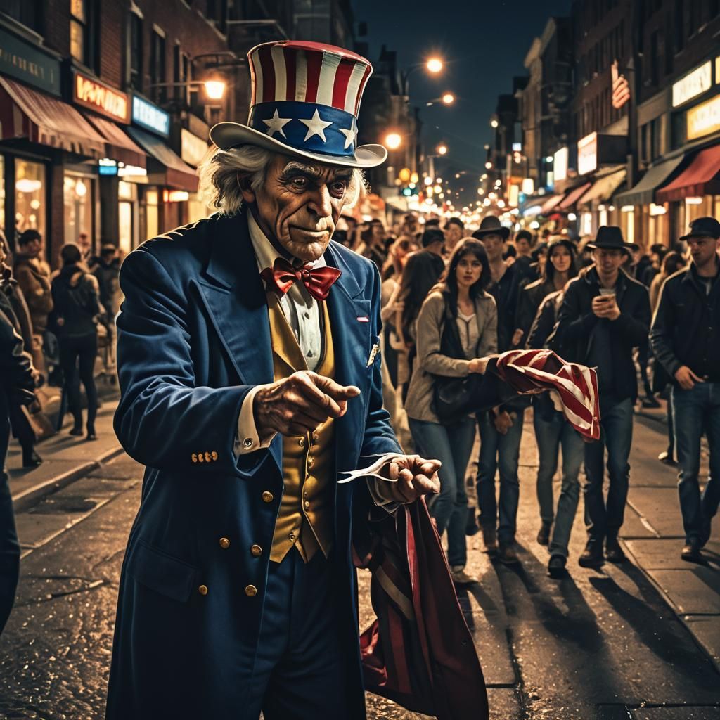 Uncle Sam is picking someone's pocket