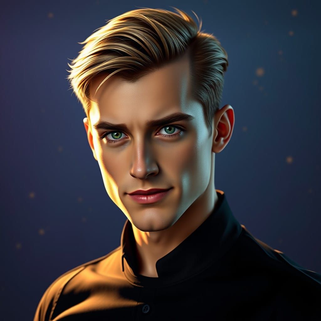 Confident Gentleman in Mystical Landscape