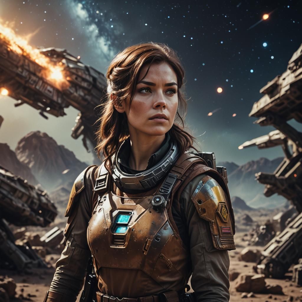 Super Beautiful Brown Haired Cosmic War girl