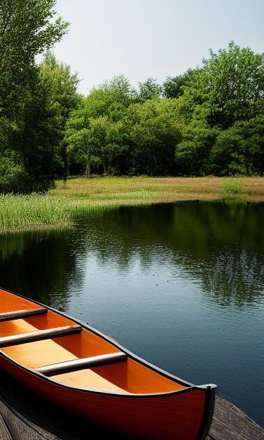 Row boat on a pond.