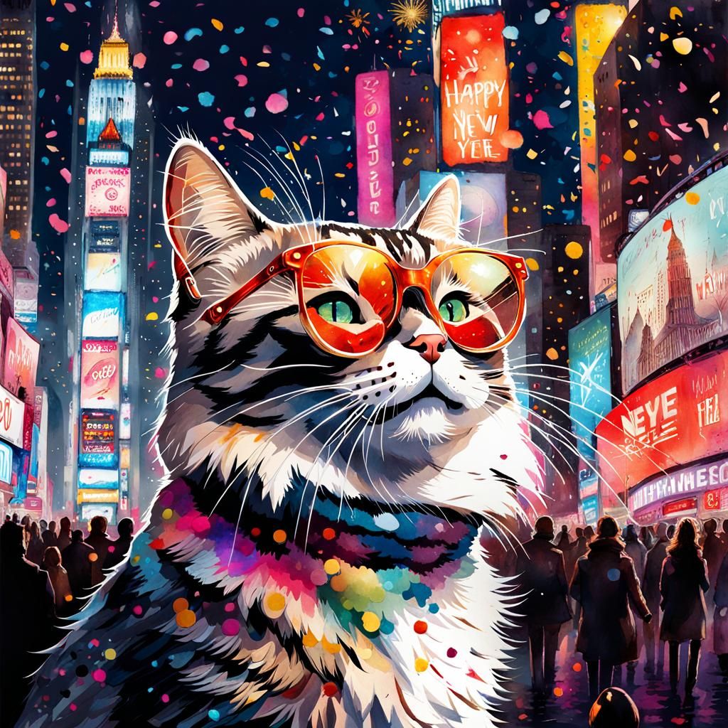 New Year’s Cat  by @Topher