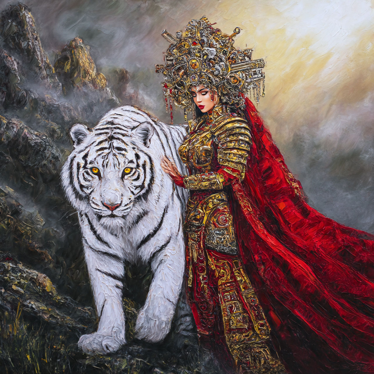 warrior and white tiger