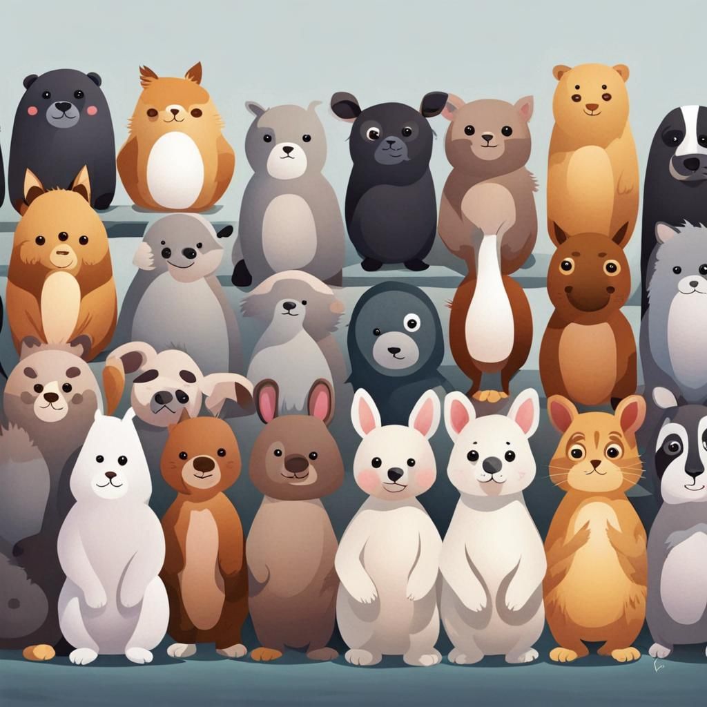 Cute animals waiting in line - AI Generated Artwork - NightCafe Creator