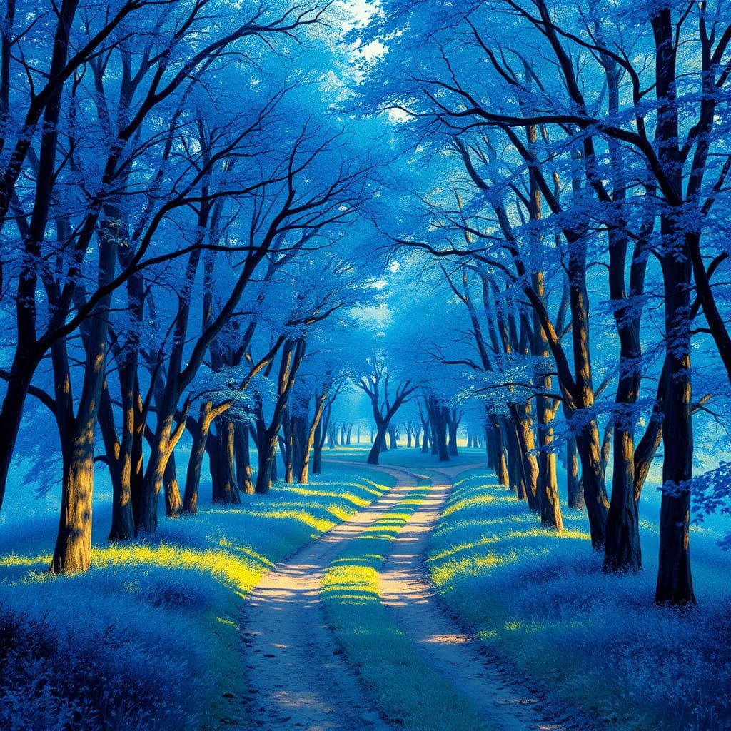 Vibrant Autumn Grove in Impressionist Style