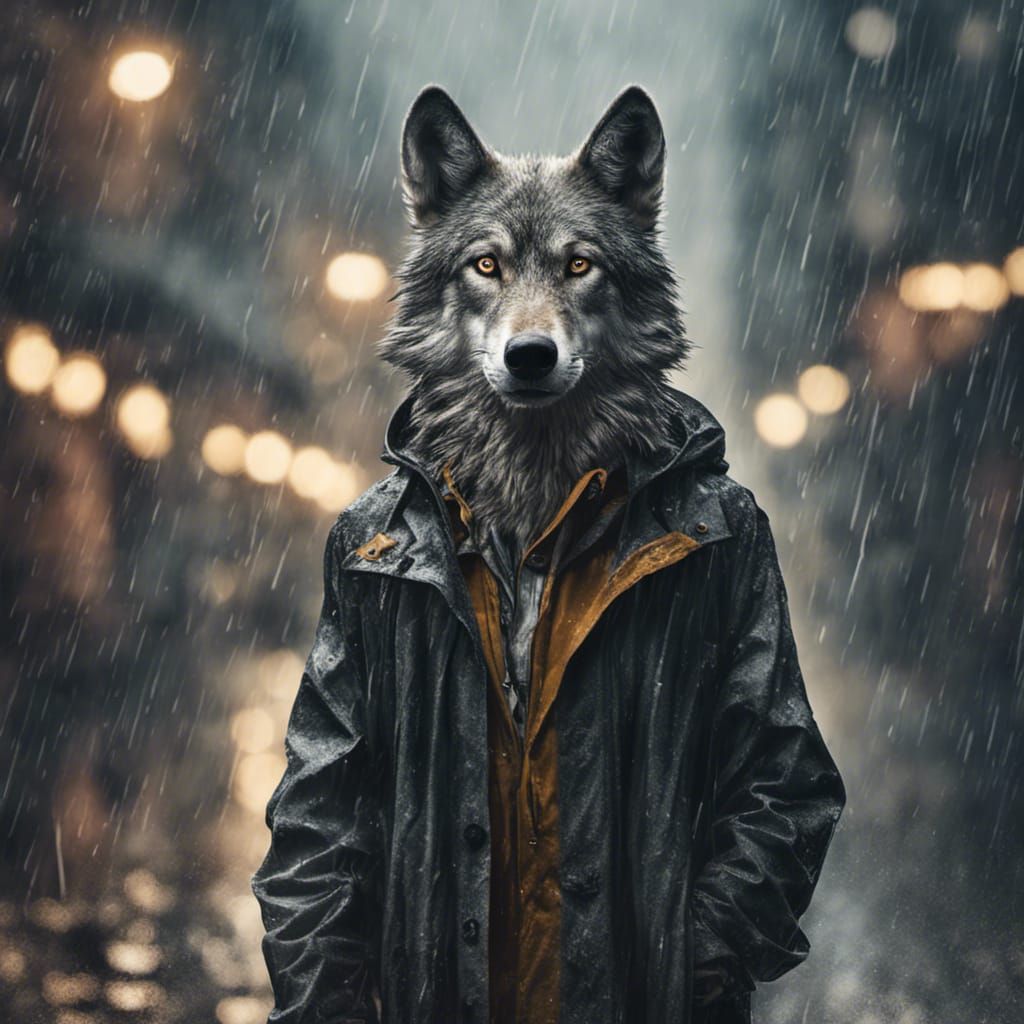 Wolf in the Rain - AI Generated Artwork - NightCafe Creator