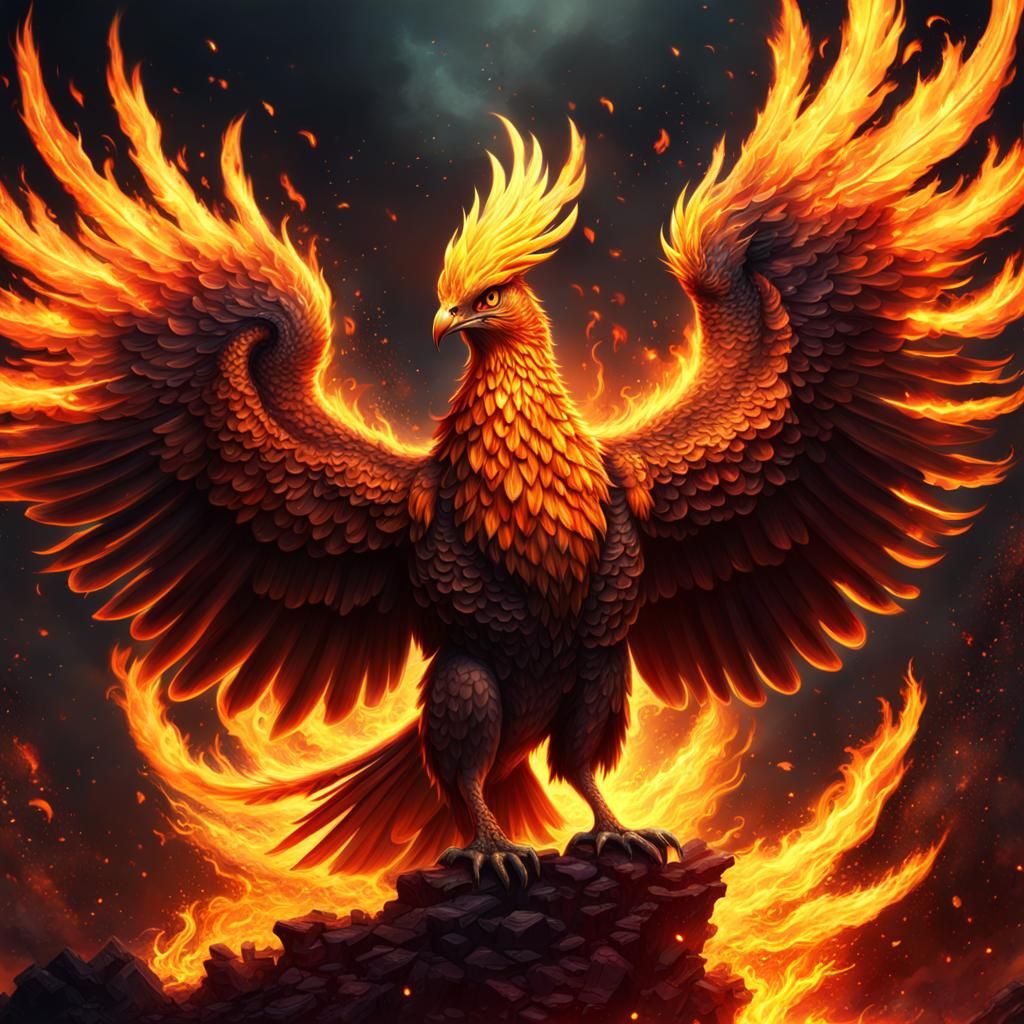 Cute Phoenix rising out from the fiery ashes - AI Generated Artwork ...