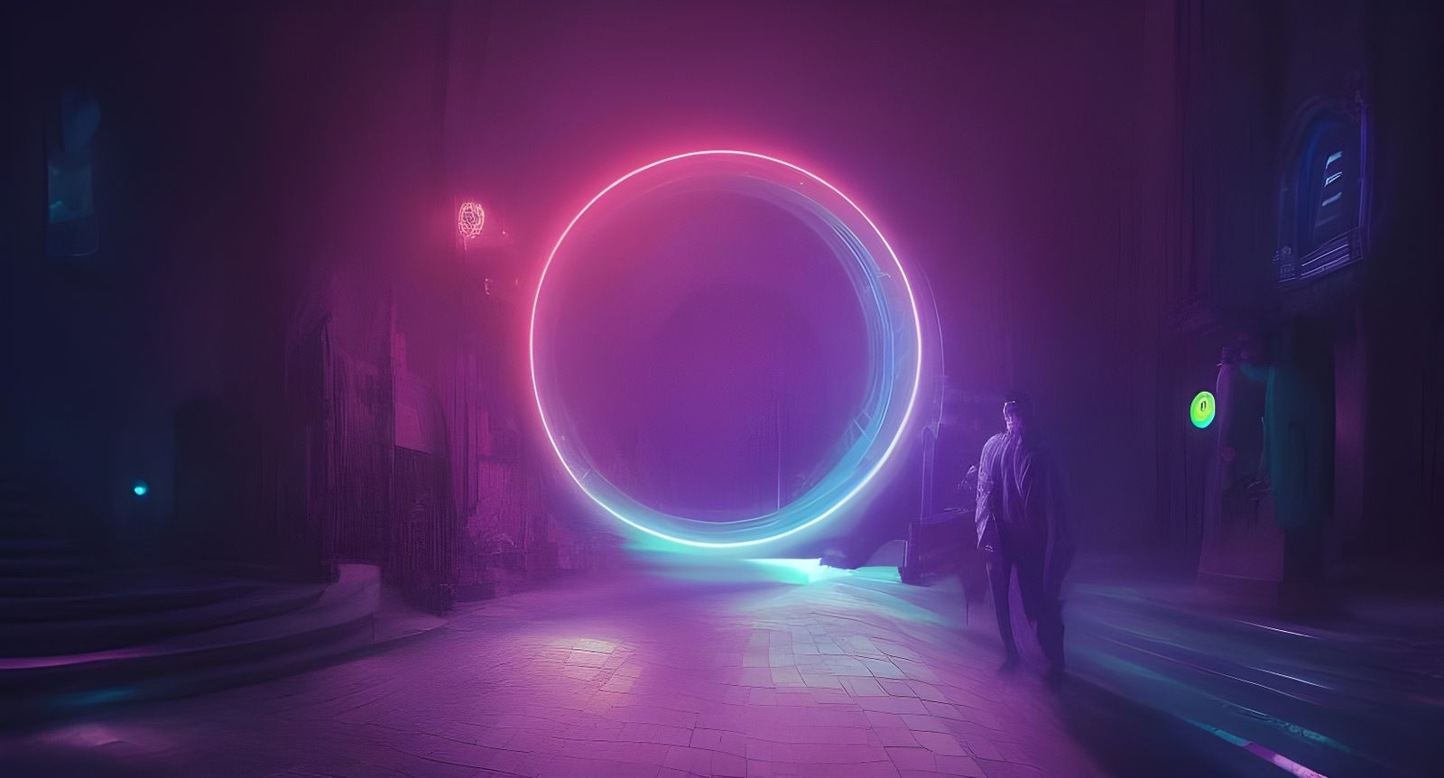 Neon Time Portal - AI Generated Artwork - NightCafe Creator