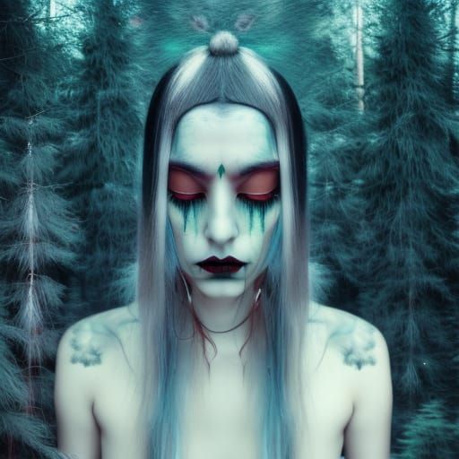 Androgynous Native American, snowy forest Jovana Rikalo, Kei...