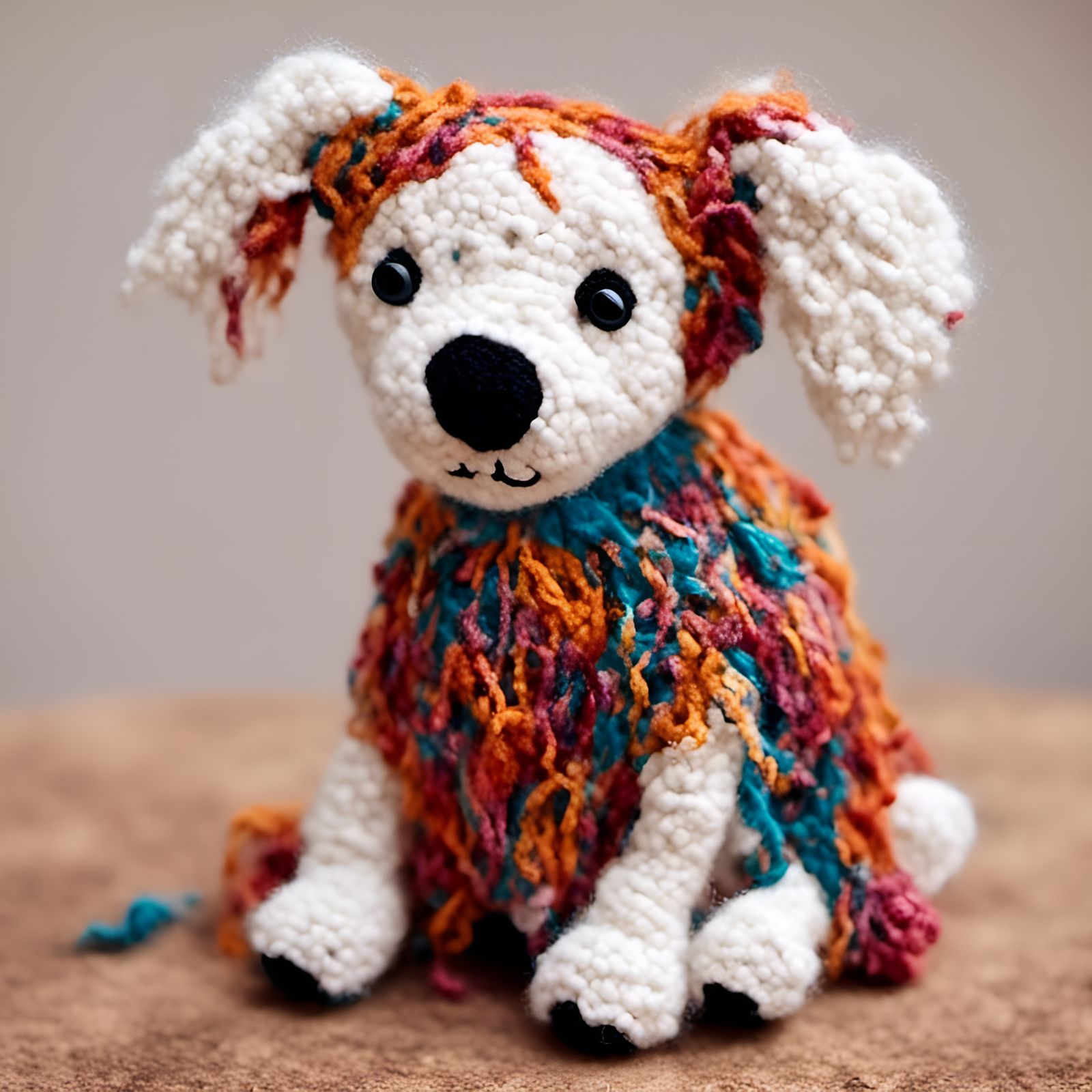 <lora:BeadyEyes:1.0> <lora:YarnLife:1.0> dog, beady eyes