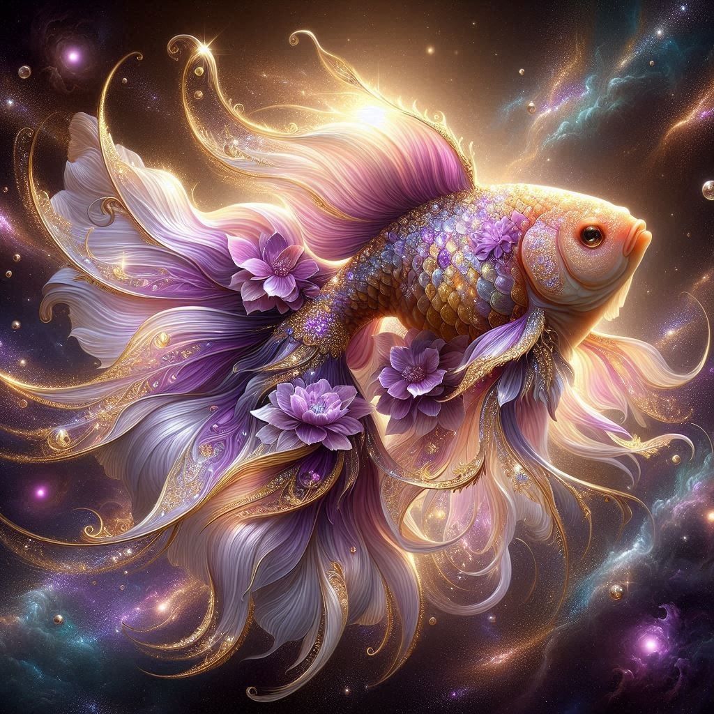 Purple & Gold Cosmic Goldfish 5