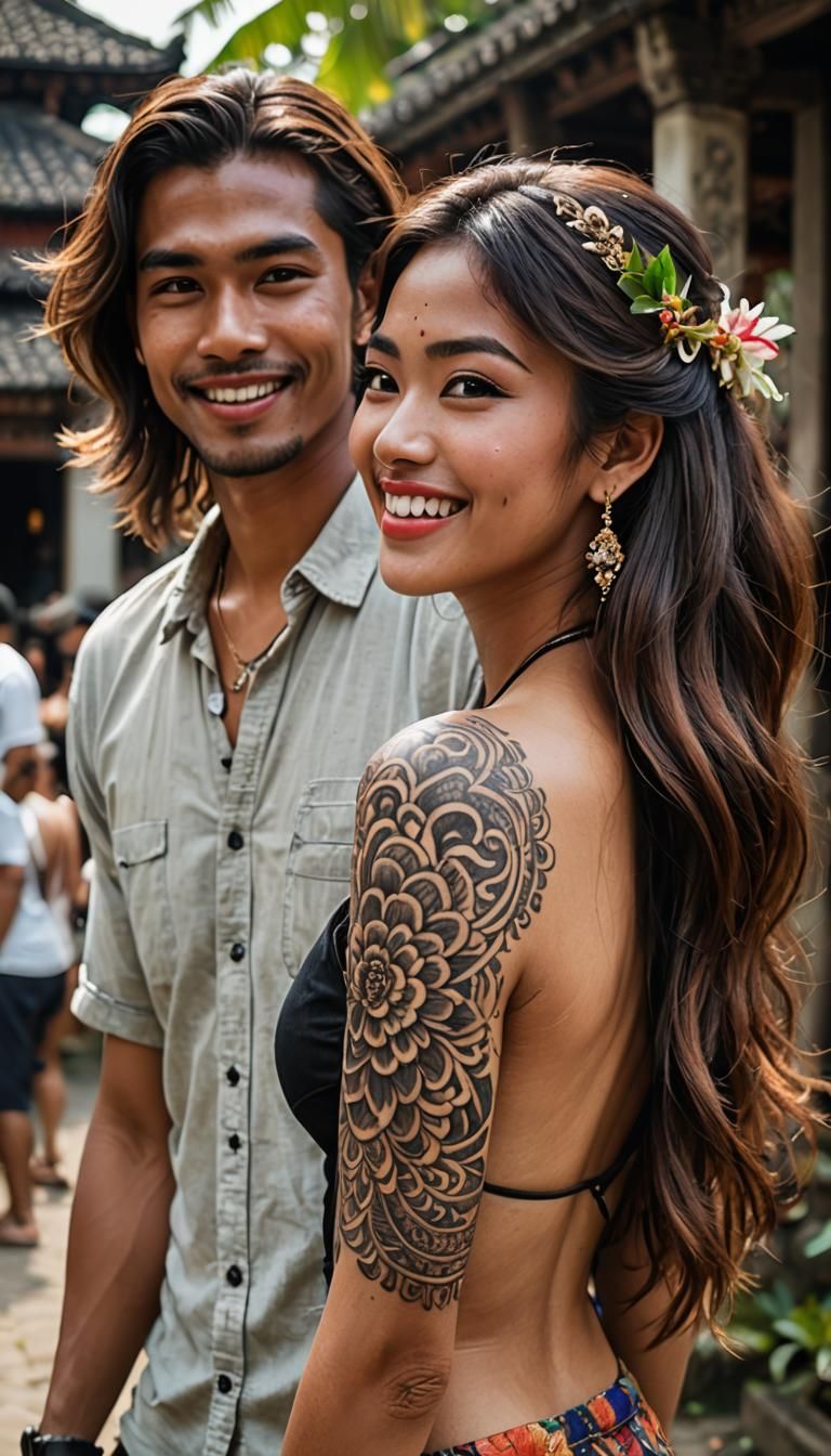 Balinese Beauty with her beau ♠️ - AI Generated Artwork - NightCafe Creator