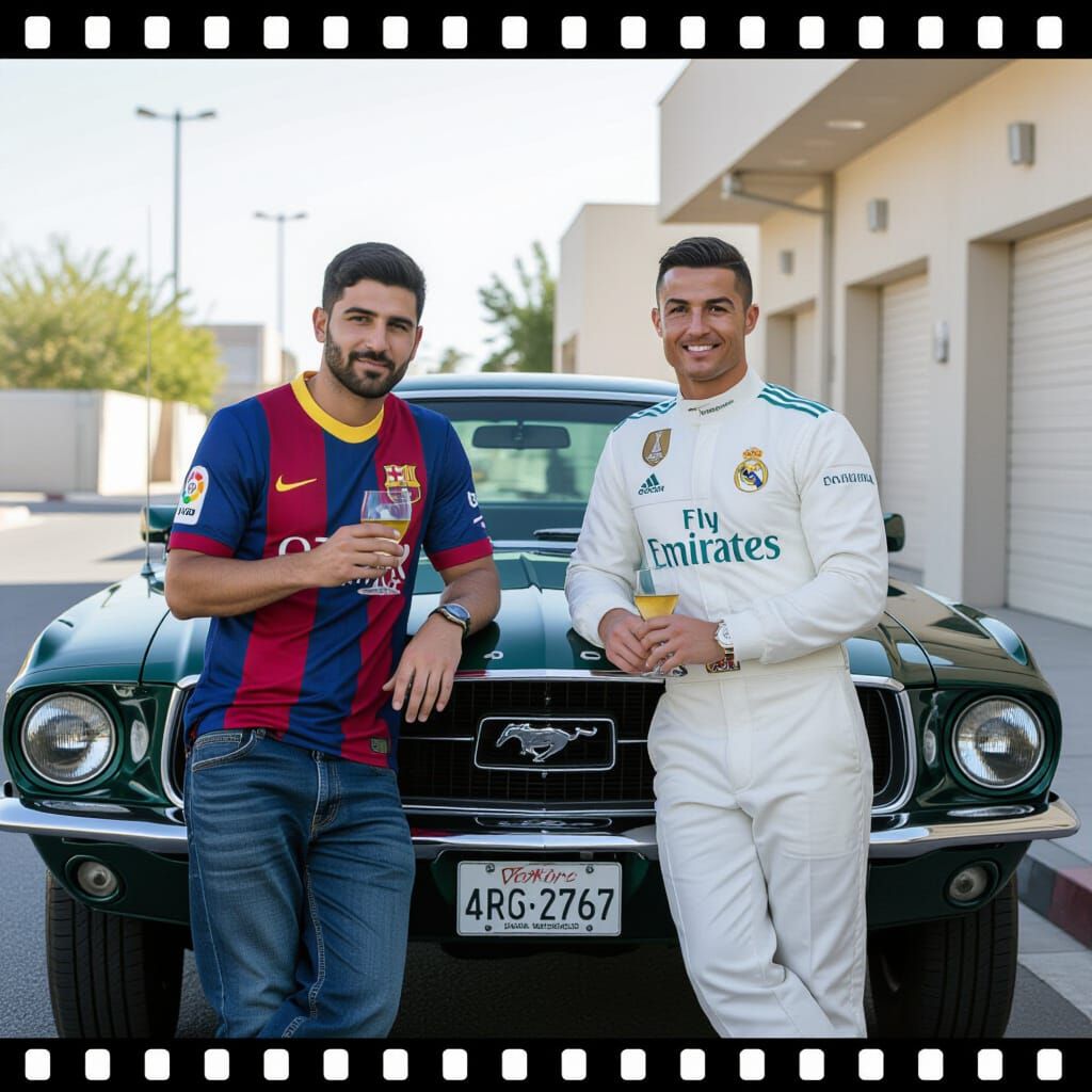 Football Stars Enjoy Champagne by Mustang