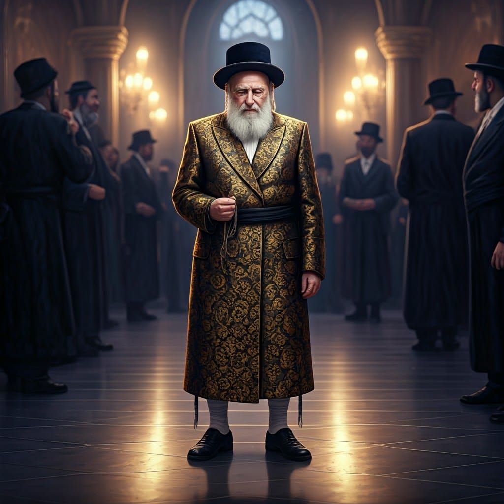 Hasidic Man in Ornate Suit at Celebration