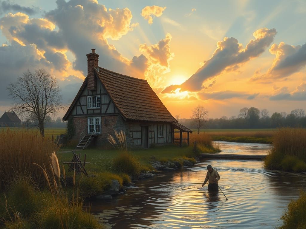 Lone Cabin in wilderness