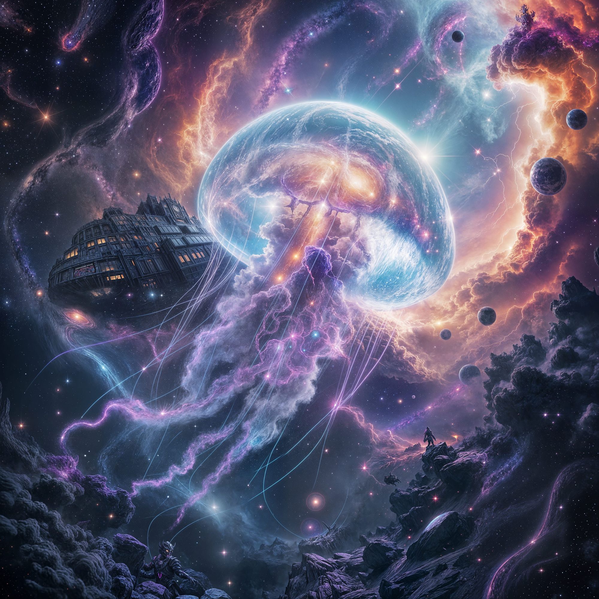 The weirdest dream, weird objects, weurd shapes, bright colors inspire by dali and Lovecraft 