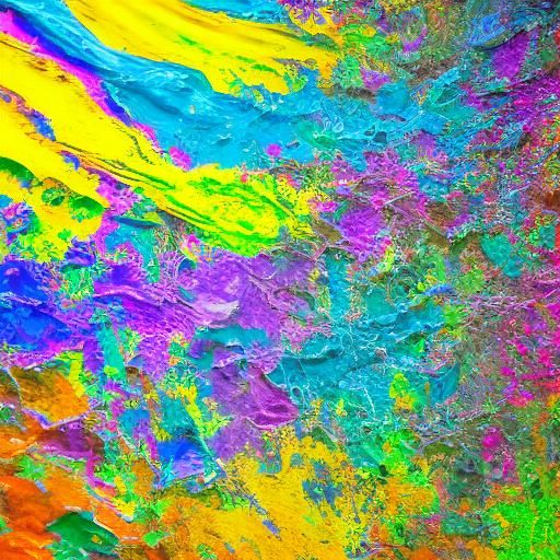 Bright paint dissolves widely in dark water and fills the en...