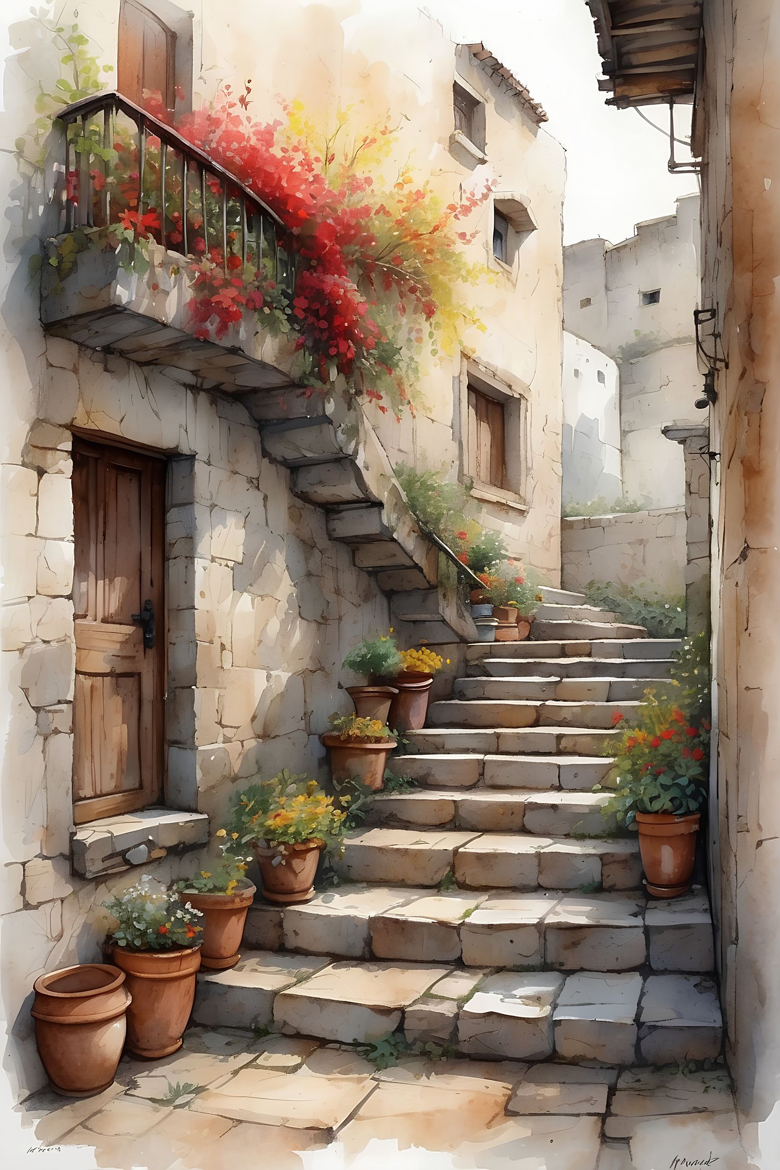 Watercolor Staircase